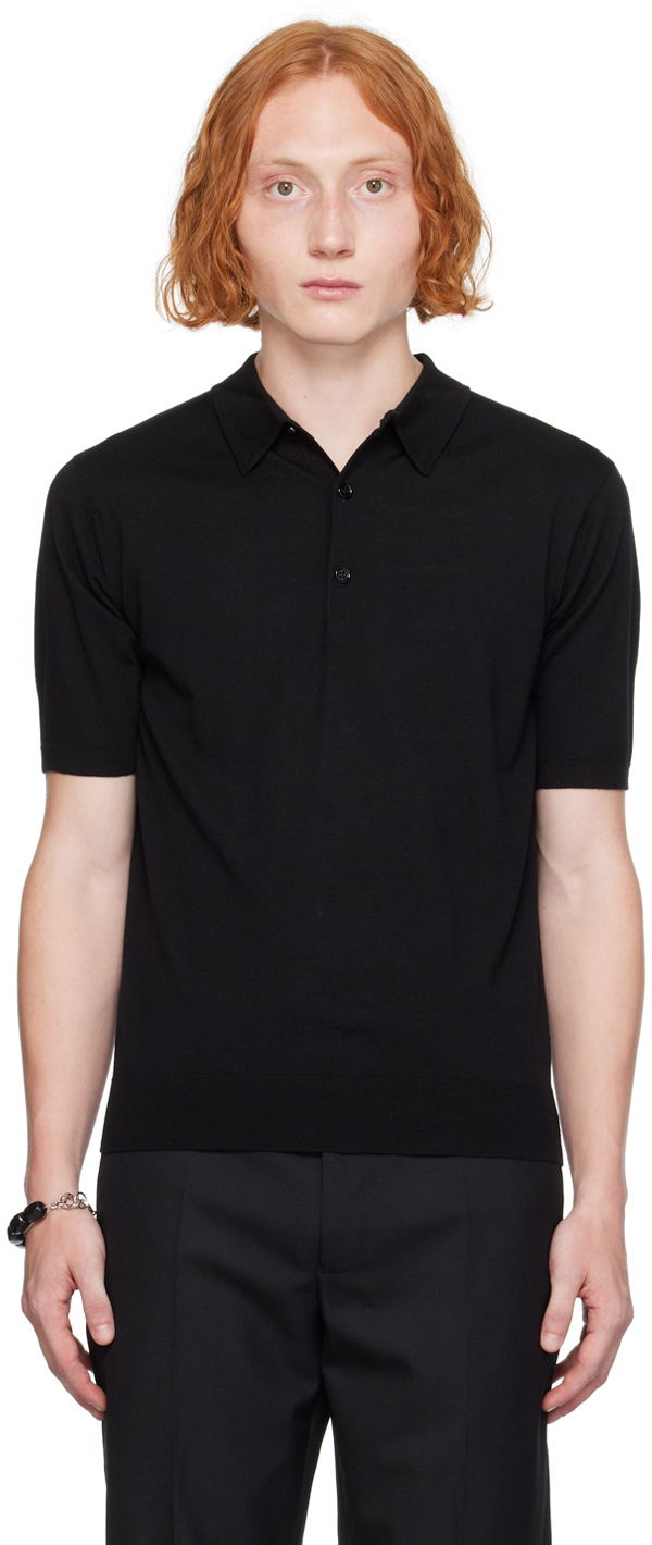 Сорочка поло Dries Van Noten Black Three-Button Polo чорний | 242-021202-9700