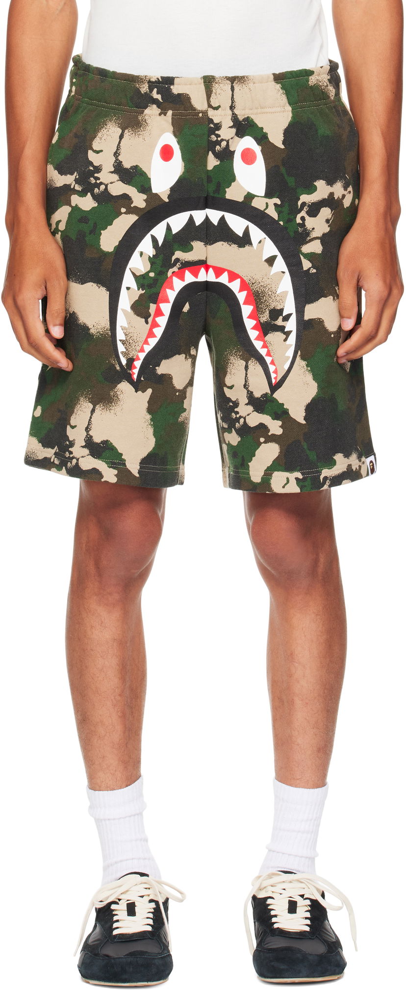 Шорти BAPE Map Camo Regular Fit Shark Sweat Shorts Зелений | 001SPL301001M