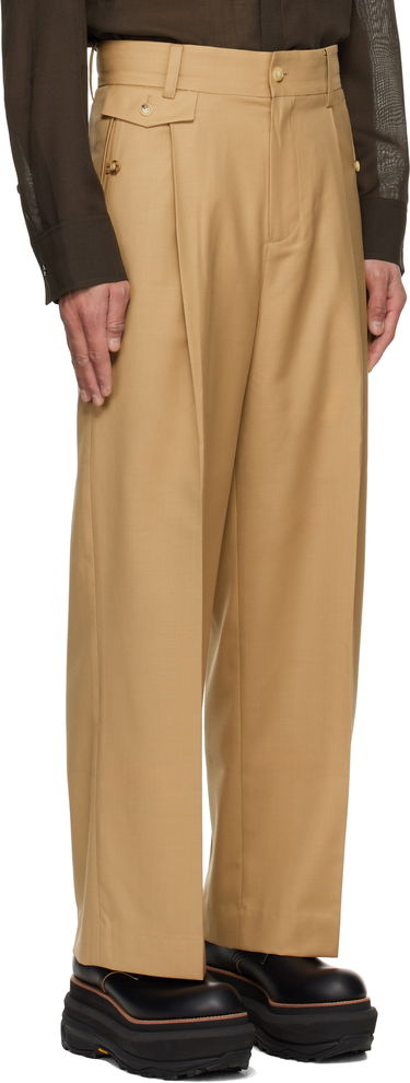Штани Feng Chen Wang Feng Chen Wang Slashed Wide Leg Trousers бежевий | FMS19TR01B, 1