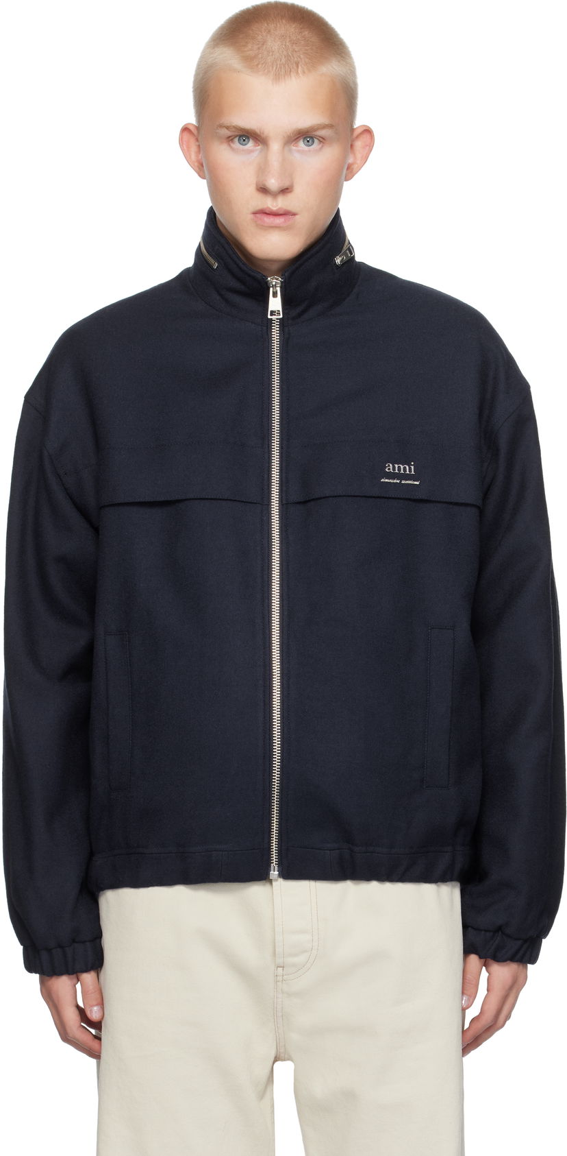 Вітровка AMI Paris AMI Windbreaker Jacket темно-синій | HJK058.WV0018