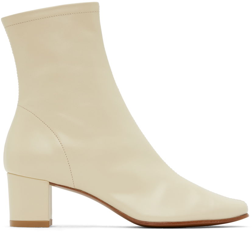 Кросівки та взуття BY FAR BY FAR Sofia Leather Block Heel Ankle Boots бежевий | 16603-05-SWHTL
