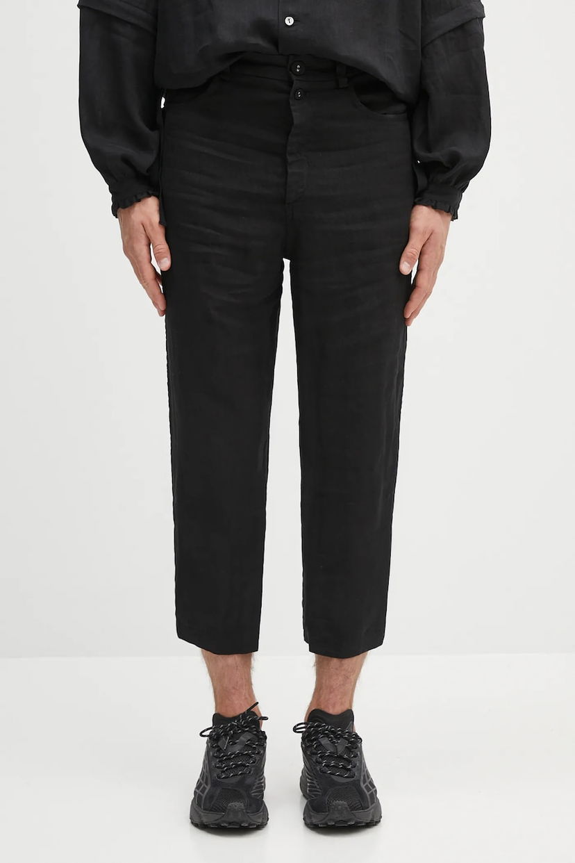 Штани UNDERCOVER Undercover Pants Linen Cropped Trousers чорний | UC1E4501.3