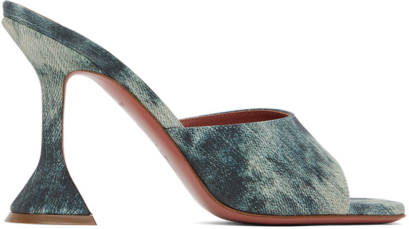 Аксесуари Amina Muaddi Amina Muaddi Lupita Slipper Heeled Sandals Синій | LUPITA SLIPPER CL PRINTED SUEDE