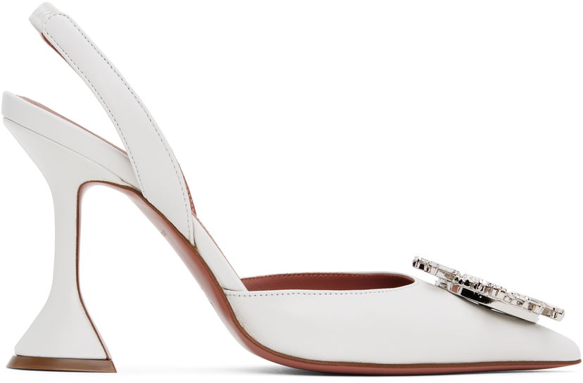 Кросівки та взуття Amina Muaddi Slingback Crystal Pumps білий | BEGUM SLING CL NAPPA