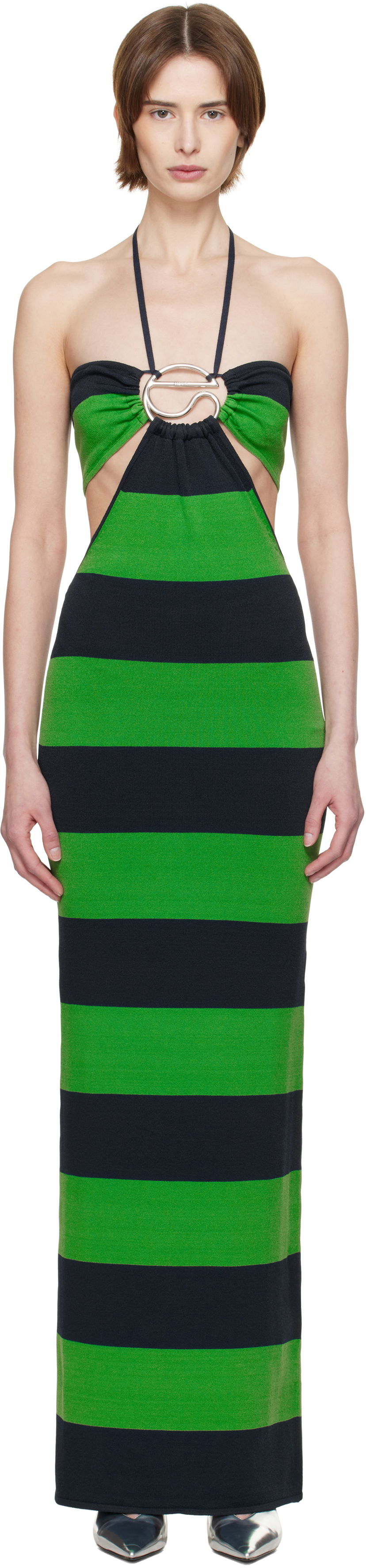 плаття Coperni Coperni Knitted Striped Halter Maxi Dress Зелений | COPML135SY3010