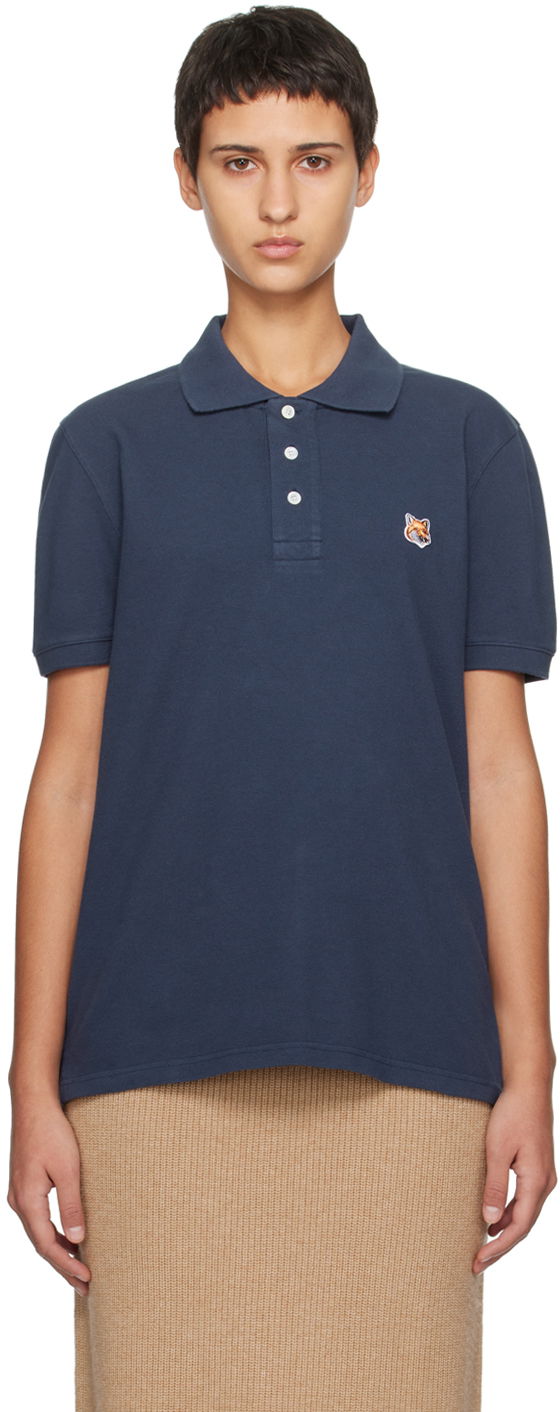 Сорочка поло MAISON KITSUNÉ Fox Head Polo темно-синій | LM00208KJ7002