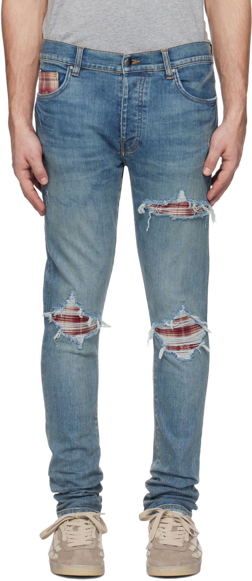 Джинси AMIRI Quad Plaid MX1 Jeans Синій | AMDNSY1104