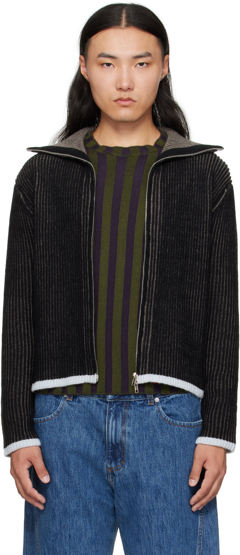 Cветр Eckhaus Latta Eckhaus Latta Huddle Zip Sweater чорний | 8267-EL-PF25-B