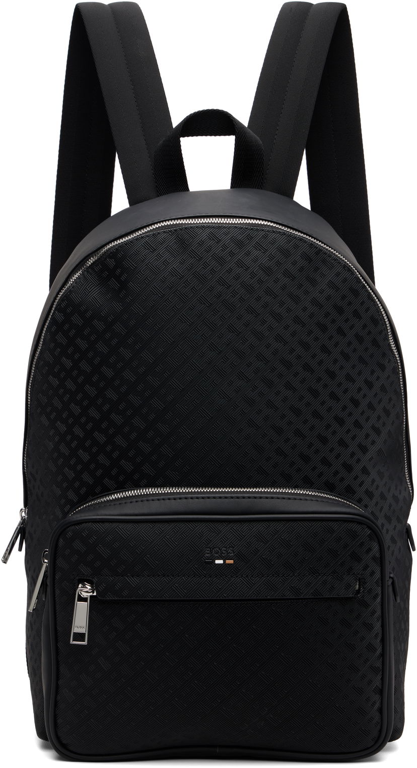 Рюкзак BOSS Black Check Faux-Leather Backpack чорний | 50548062