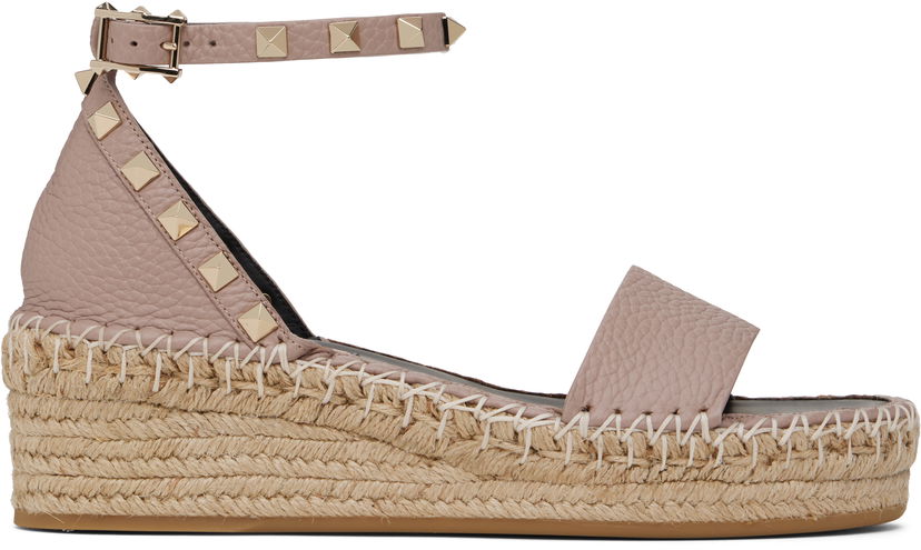 Догляд за взуттям Valentino Valentino Garavani Double Rockstud Espadrille Wedge Sandals Рожевий | 6W2S0HB1VTO
