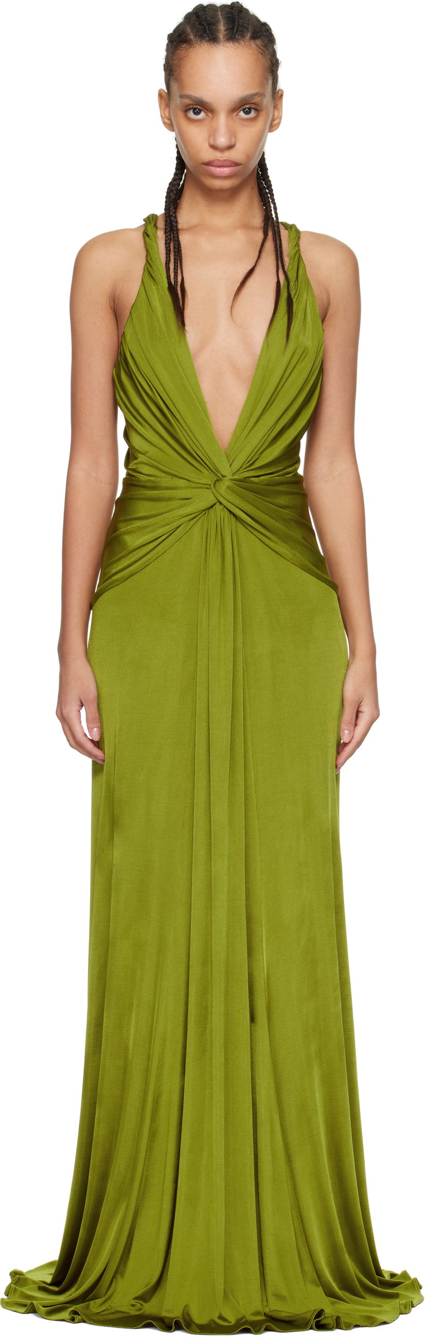 плаття Tom Ford Tom Ford V-Neck Criss-Cross Maxi Dress Зелений | ABJ834-JEX114