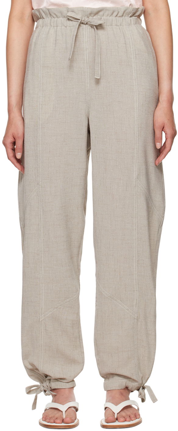Штани GANNI Beige Elasticated Waist Trousers Сірий | F9217