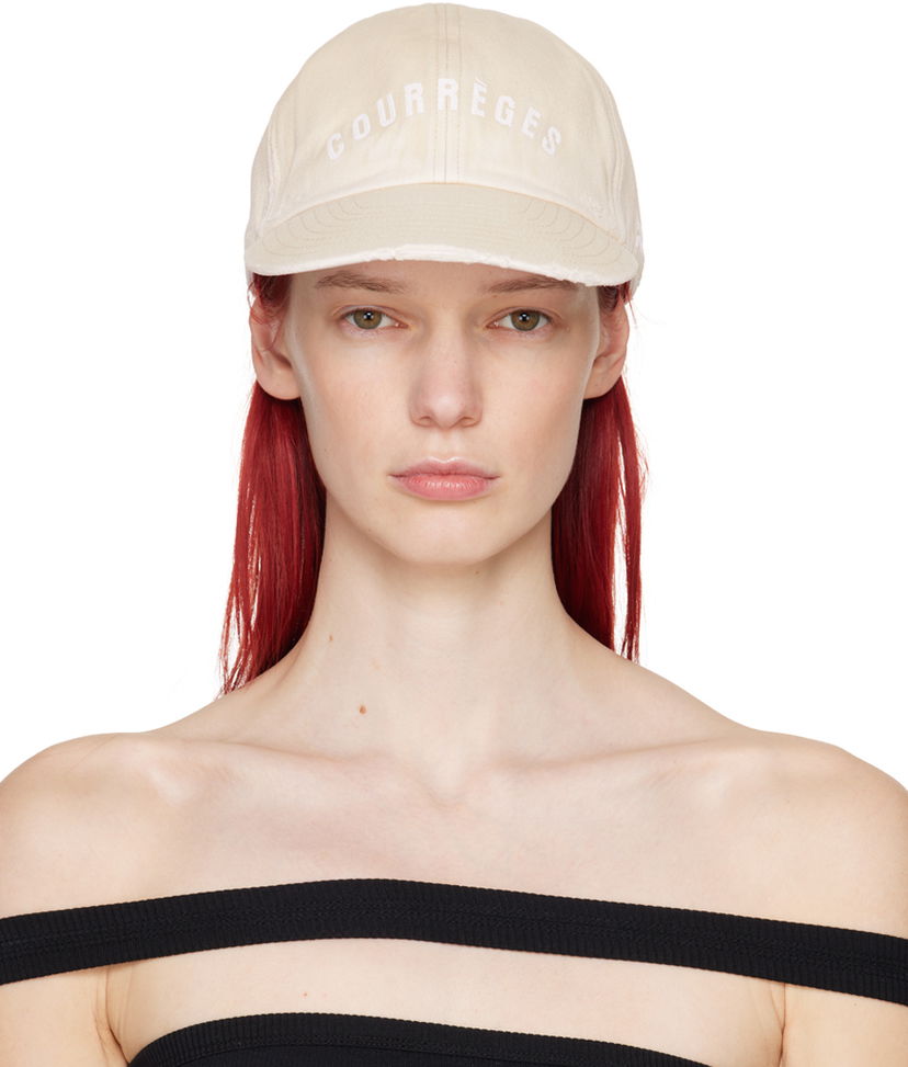 Кепка Courrèges Courrèges Embroidered Washed Cap бежевий | 124ACT031CO0024