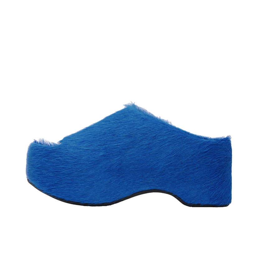 Кросівки та взуття Marni Long-Hair Calfskin Chunky Clog Slide Sandals Синій | SAMS021004 P4122