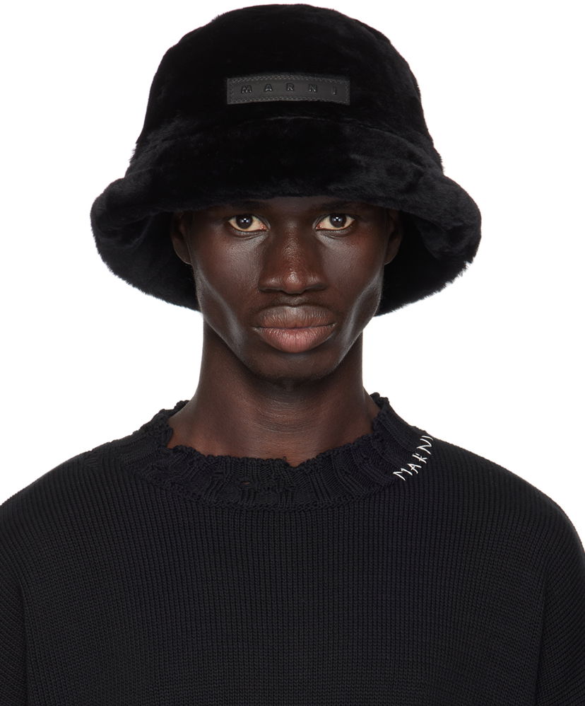 Капелюх Marni Shearling Bucket Hat чорний | CLMC0055AX ULM094