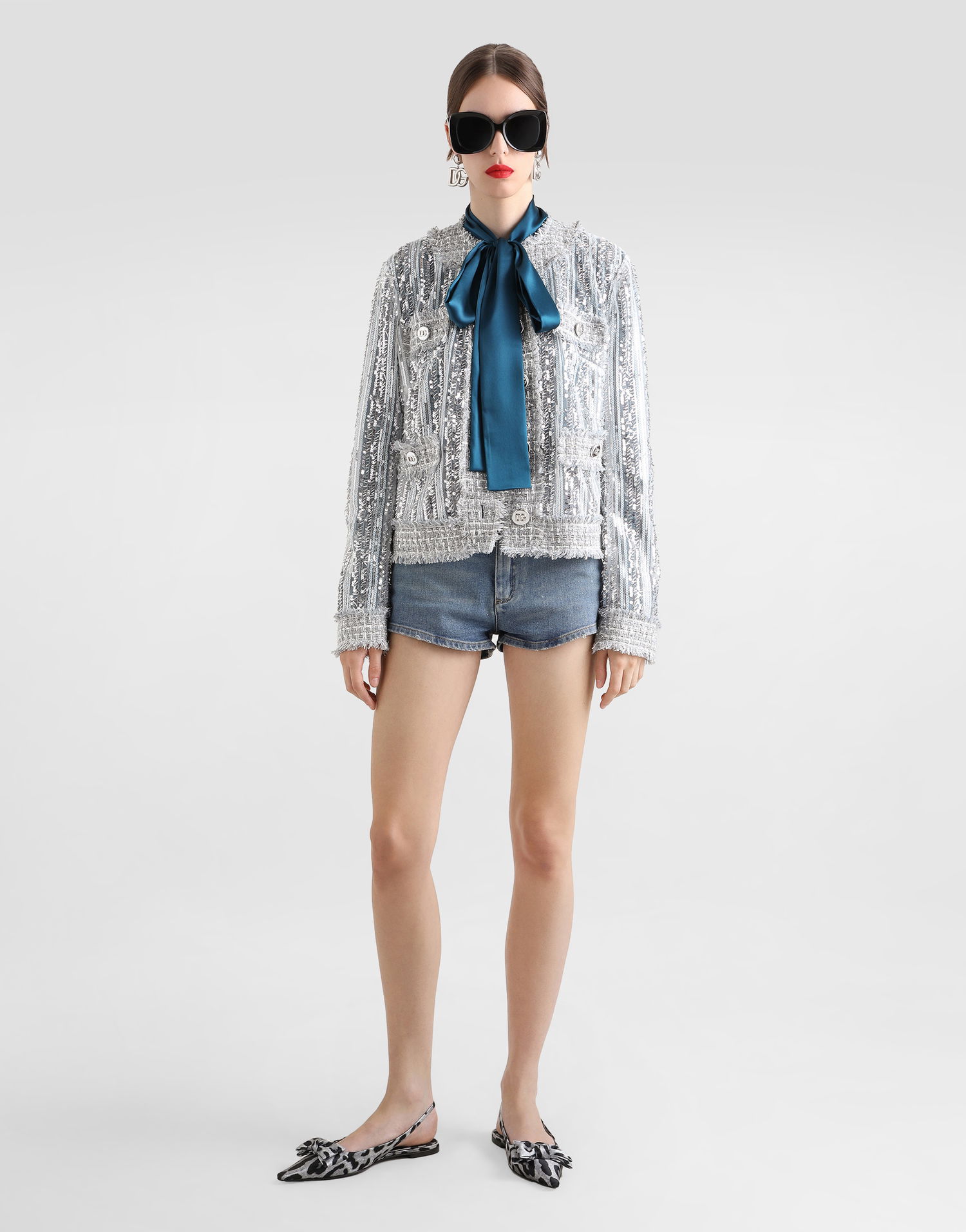 Куртка Dolce & Gabbana Dolce & Gabbana Tulle Gabbana Jacket with Sequin Embroidery Сірий | F27DLTFLSKCS0998, 1