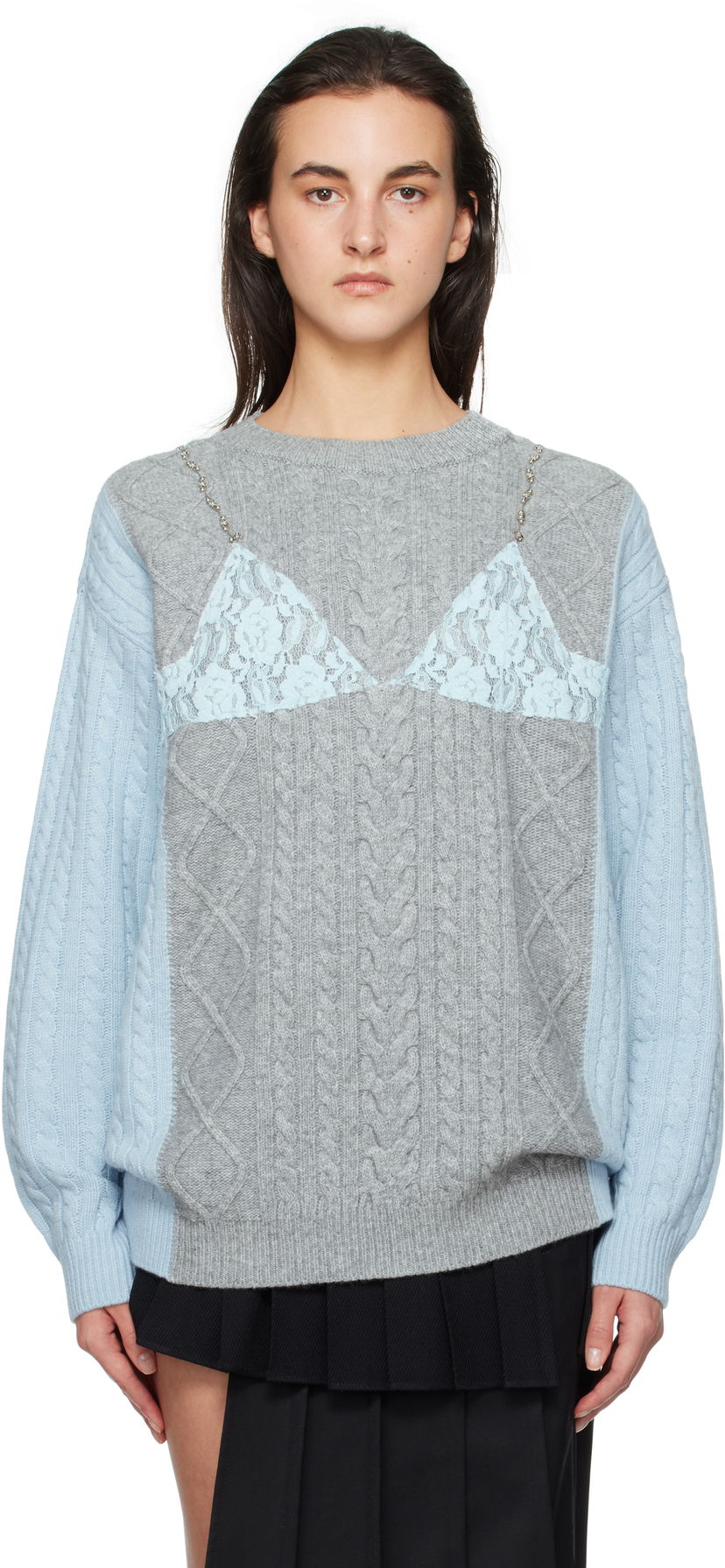 Cветр Andersson Bell Andersson Bell Lace Lingerie Knit Sweater Сірий | atb1182w
