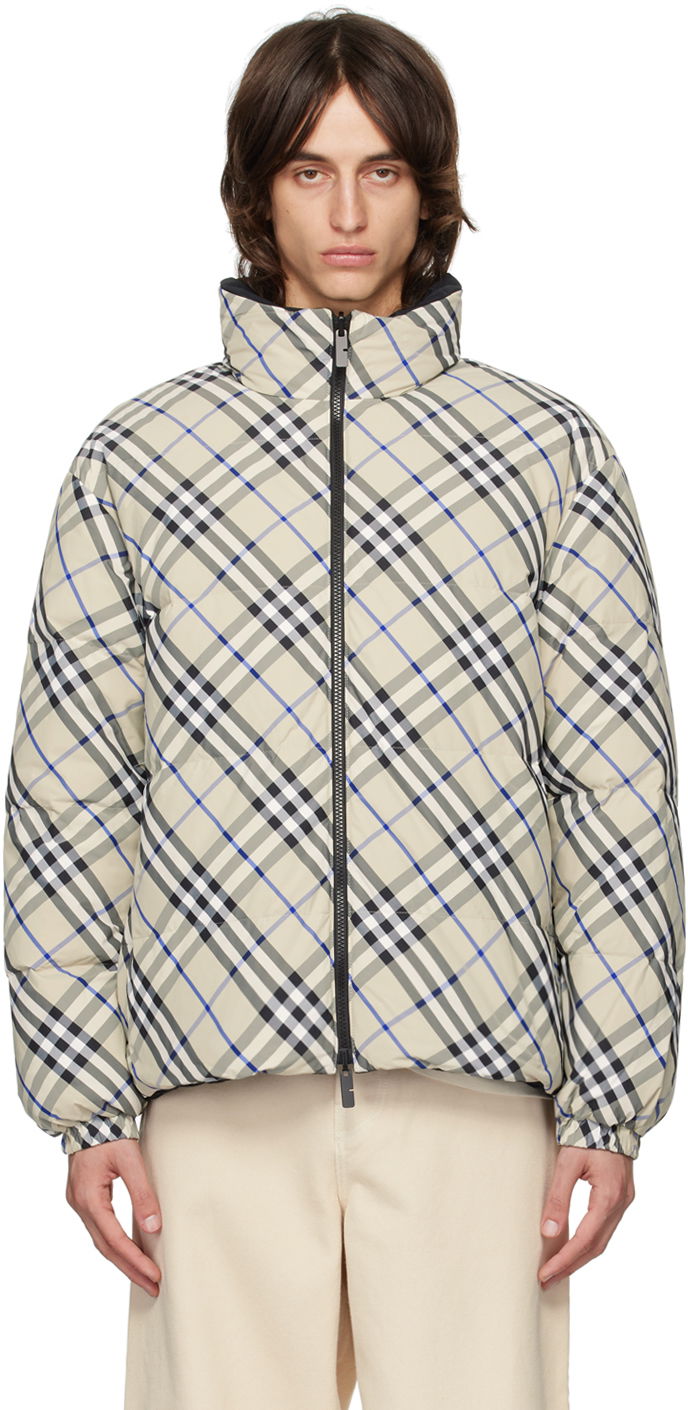Куртка Burberry Beige Check Reversible Down Jacket Сірий | 8096096