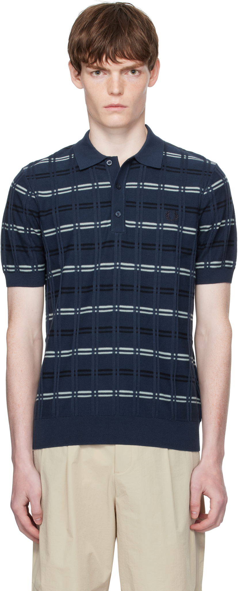 Сорочка поло Fred Perry Fred Perry Striped Rib Knitted Polo Синій | K9751