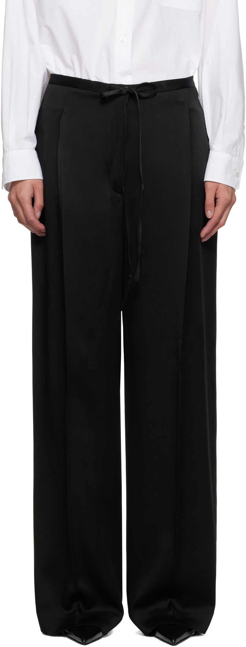 Штани Róhe Relaxed Drawstring Satin Trousers чорний | 416-30-125