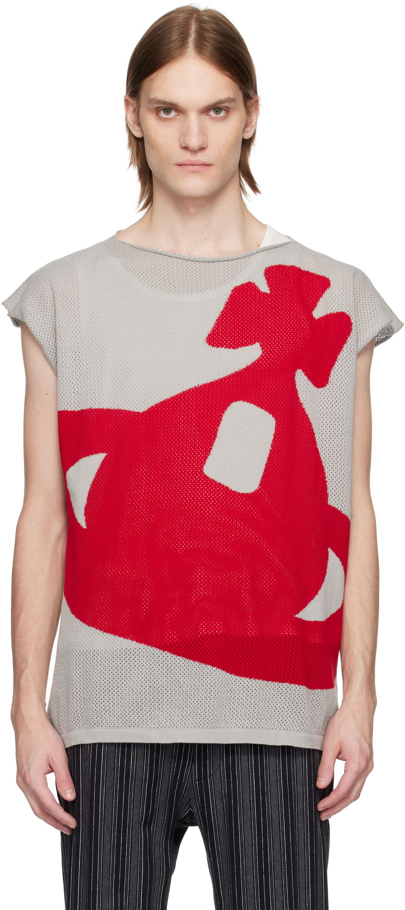 Cветр Vivienne Westwood Vivienne Westwood Intarsia Pixel Orb Tank Top Сірий | 8101000P-K005X-
