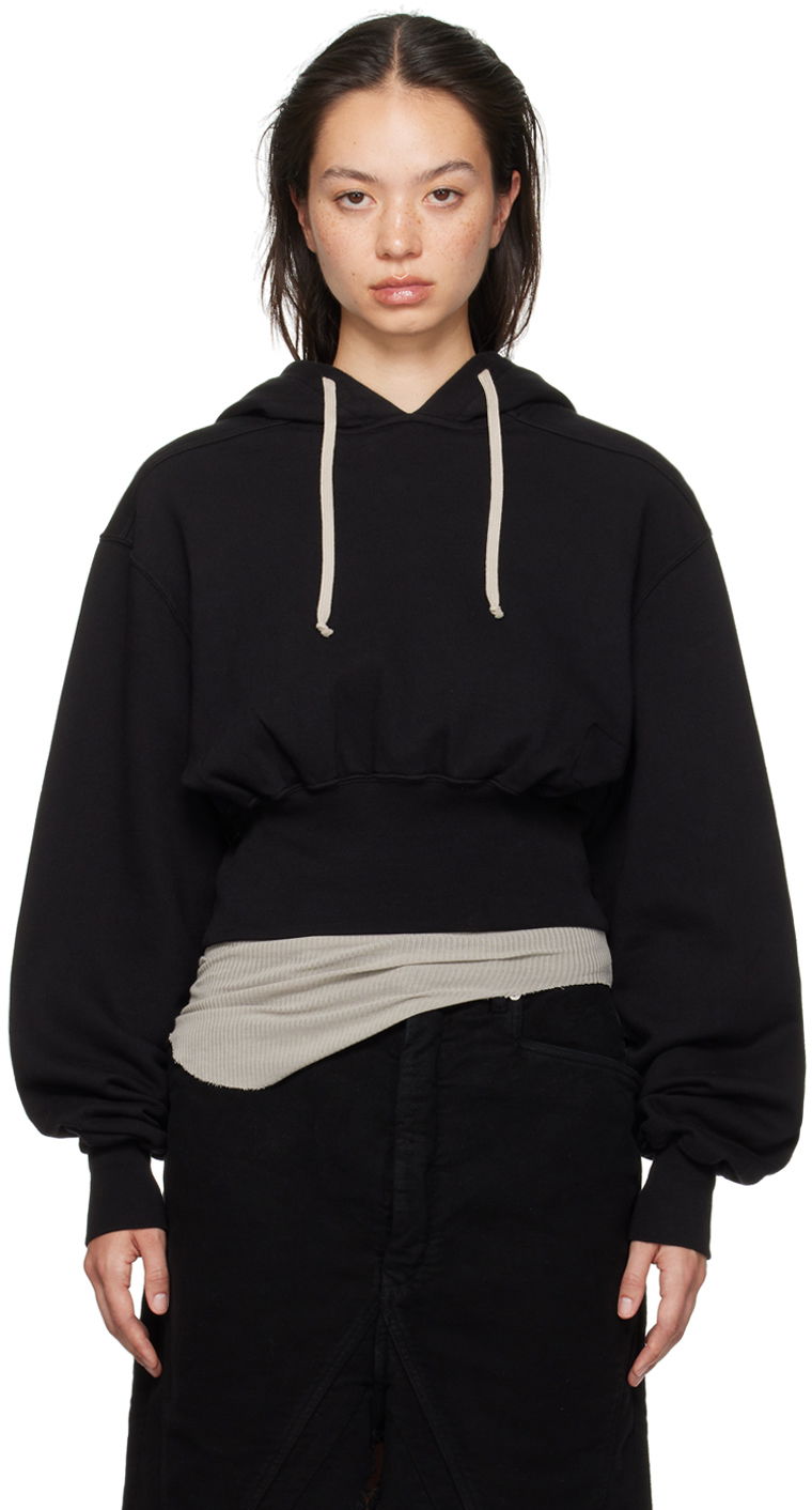 Світшоти Rick Owens Porterville Tatlin Cropped Hoodie чорний | DS02D2220 FP