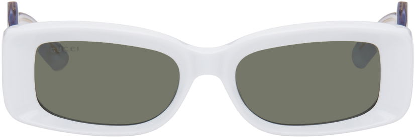 Одяг Gucci Gucci White Rectangular Sunglasses Сірий | GG1528S