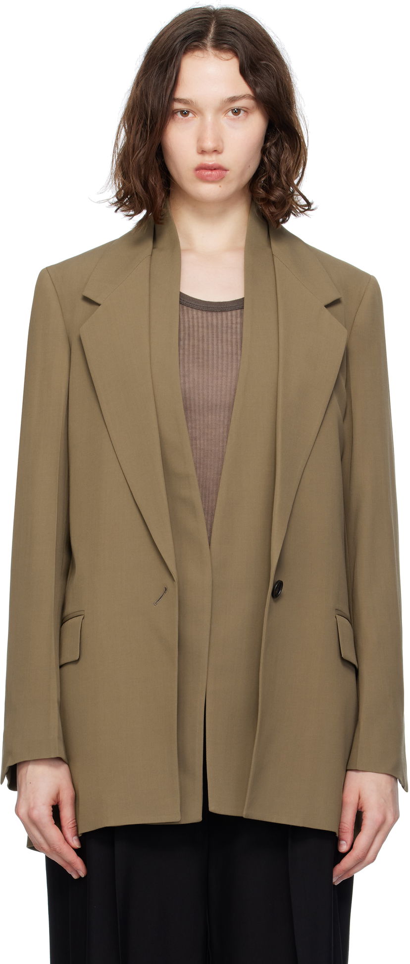 Куртка FERRAGAMO Ferragamo Single Breasted Blazer Зелений | 782598