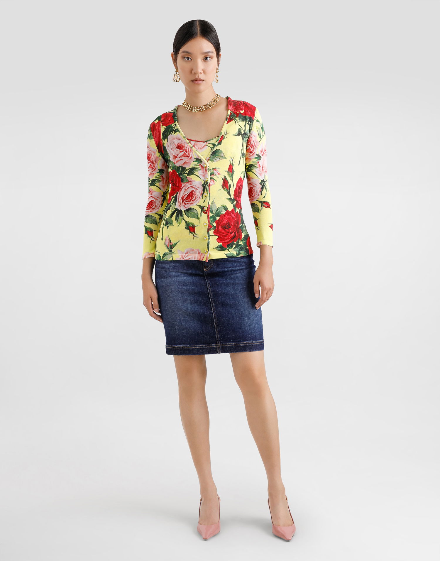 Безрукавка Dolce & Gabbana Dolce & Gabbana Silk Knit Tank Top With Bouquet Print Жовтий | FXT40TJAHLCHG5JD, 1