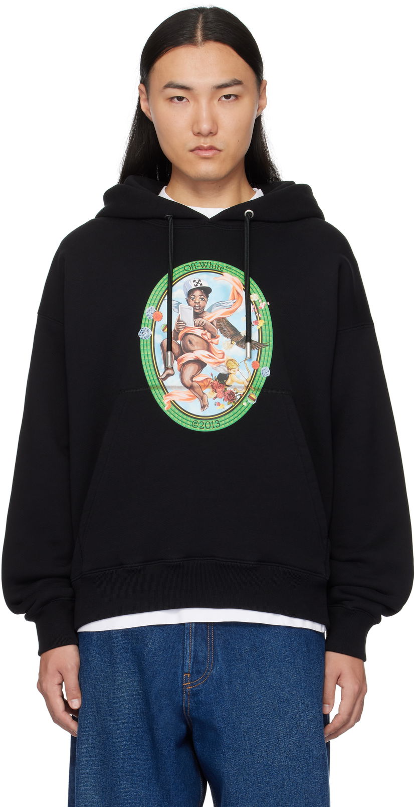 Світшоти Off-White Fresco Print Hoodie чорний | OMBB085S25FLE0031001
