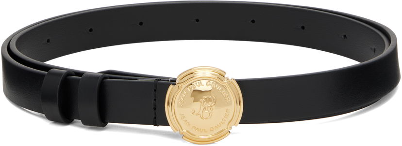 Ремені Jean Paul Gaultier Jean Paul Gaultier Leather Belt with Gold Buckle чорний | 25/03-W-AC007-L037-00