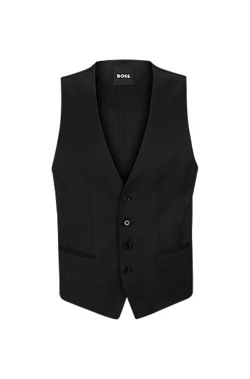 Жилет BOSS BOSS Slim-Fit Virgin-Wool Serge Waistcoat чорний | 50469160