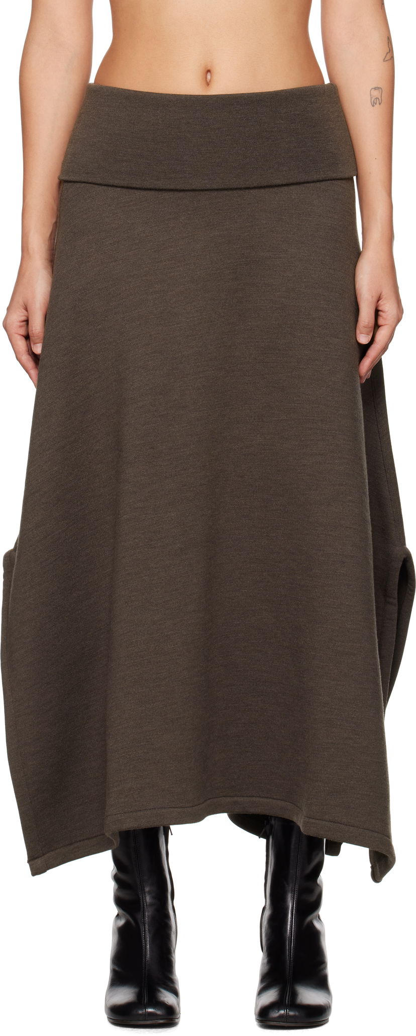 Спідниця LEMAIRE Lemaire Vented Midi Skirt Коричневий | SK1038 LJ1020