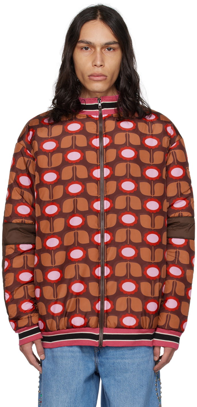 Пуховик Anna Sui Exclusive Floral Print Puffer Jacket Коричневий | M723B30