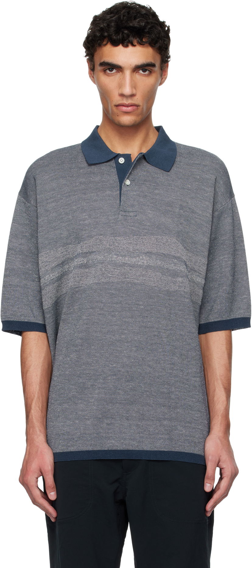 Сорочка поло NANAMICA nanamica Linen Knit Polo Синій | S25SH016U