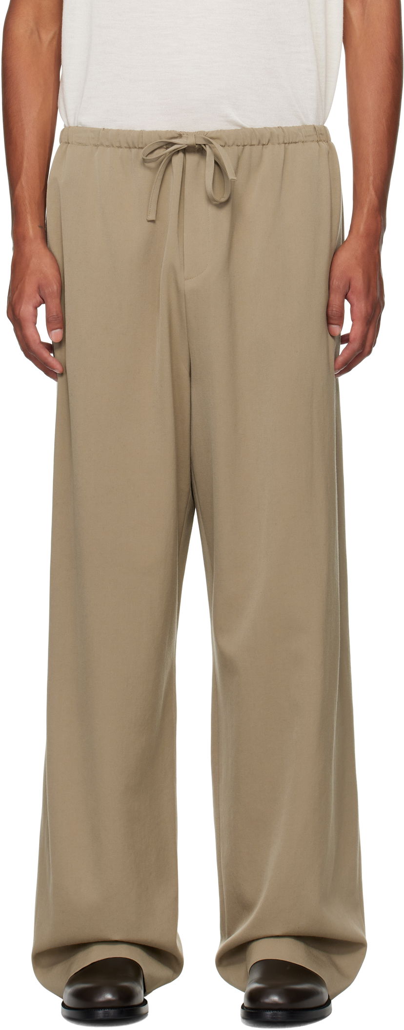 Штани The Row The Row Donatello Wide-Leg Trousers бежевий | 657-W3038