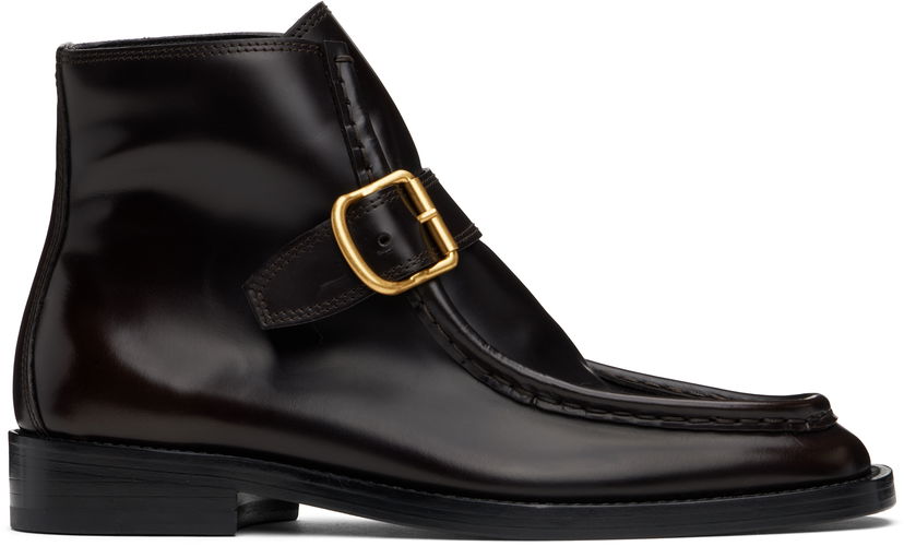 Кросівки та взуття Dries Van Noten Buckle Leather Boots Коричневий | WS242-1381-107
