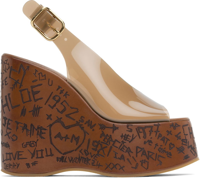 Догляд за взуттям CHLOÉ Chloe Maxime Wedge Sandals Коричневий | CHC25U09ZRT