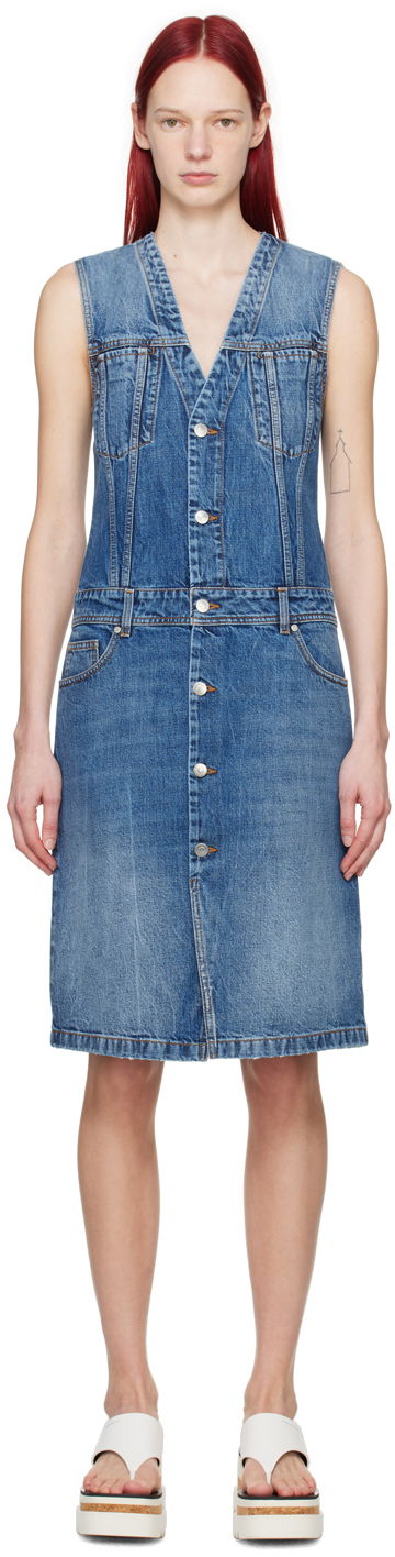 плаття Stella McCartney Paneled Denim Midi Dress Синій | 6D02763SPH69