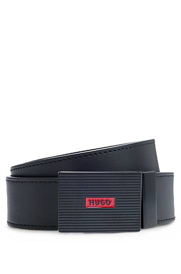 Ремені BOSS HUGO Reversible Leather Belt with Plaque Buckle чорний | 50537121