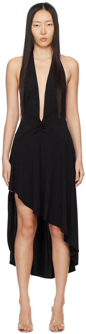 плаття Miaou Miaou Elena Halter Asymmetrical Midi Dress чорний | 5044VISBLK