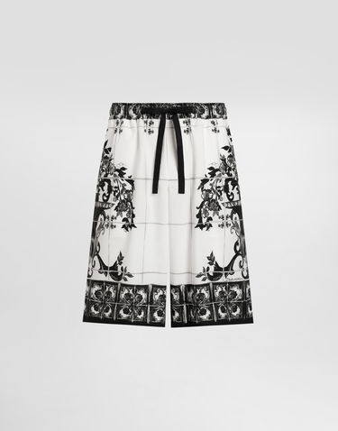 Шорти Dolce & Gabbana Dolce & Gabbana Majolica-Print Poplin Shorts білий | GV37ATHH5ECI33TN, 0
