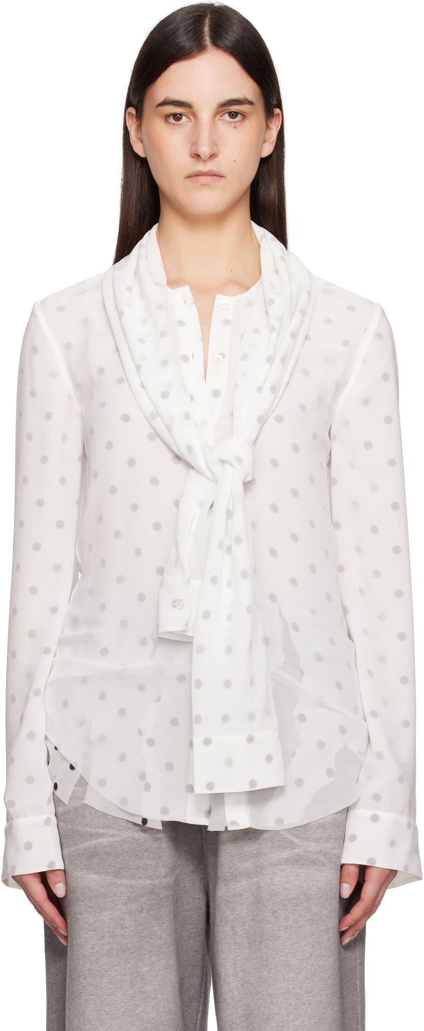 Сорочка Acne Studios Acne Studios Layered Polka Dot Blouse білий | AC0721-