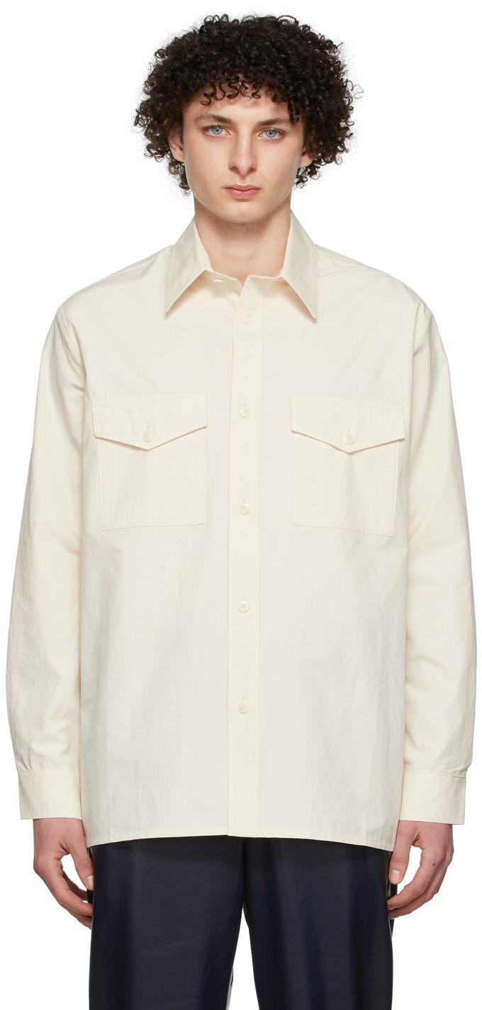 Сорочка Nanushka Pocket Cotton Shirt білий | NM22RSSH01772
