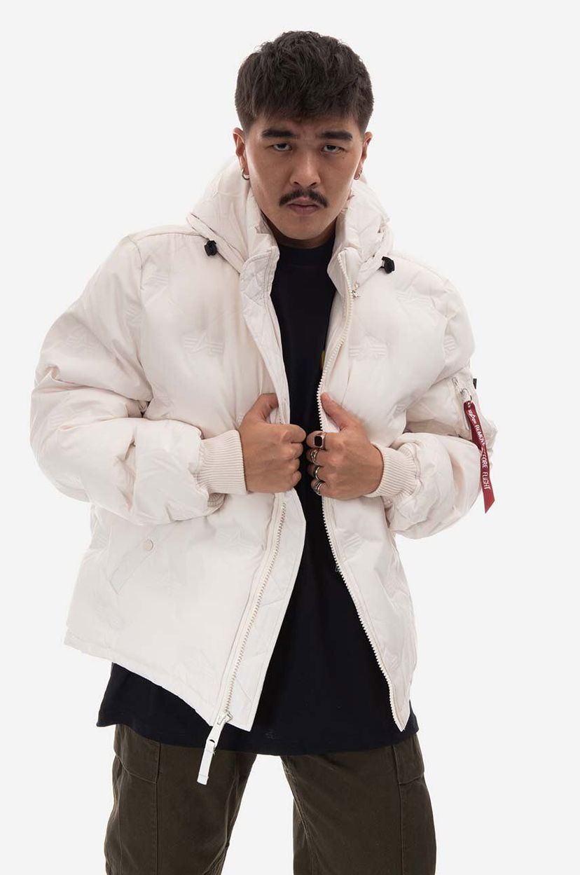 Пуховик Alpha Industries Hooded Logo Puffer Jacket бежевий | 108107.578