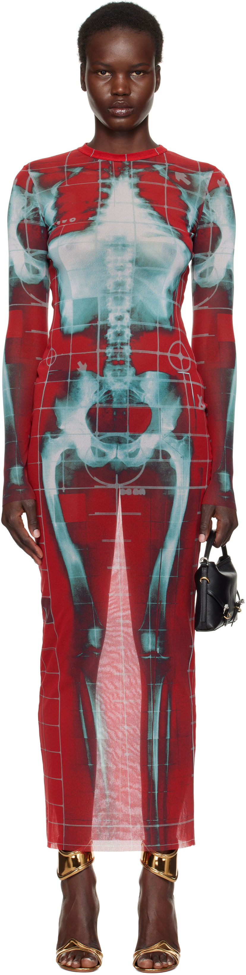 плаття Jean Paul Gaultier Jean Paul Gaultier 'The Squeletor' Maxi Dress Червоний | 25/33-F-RO309-T580-3058