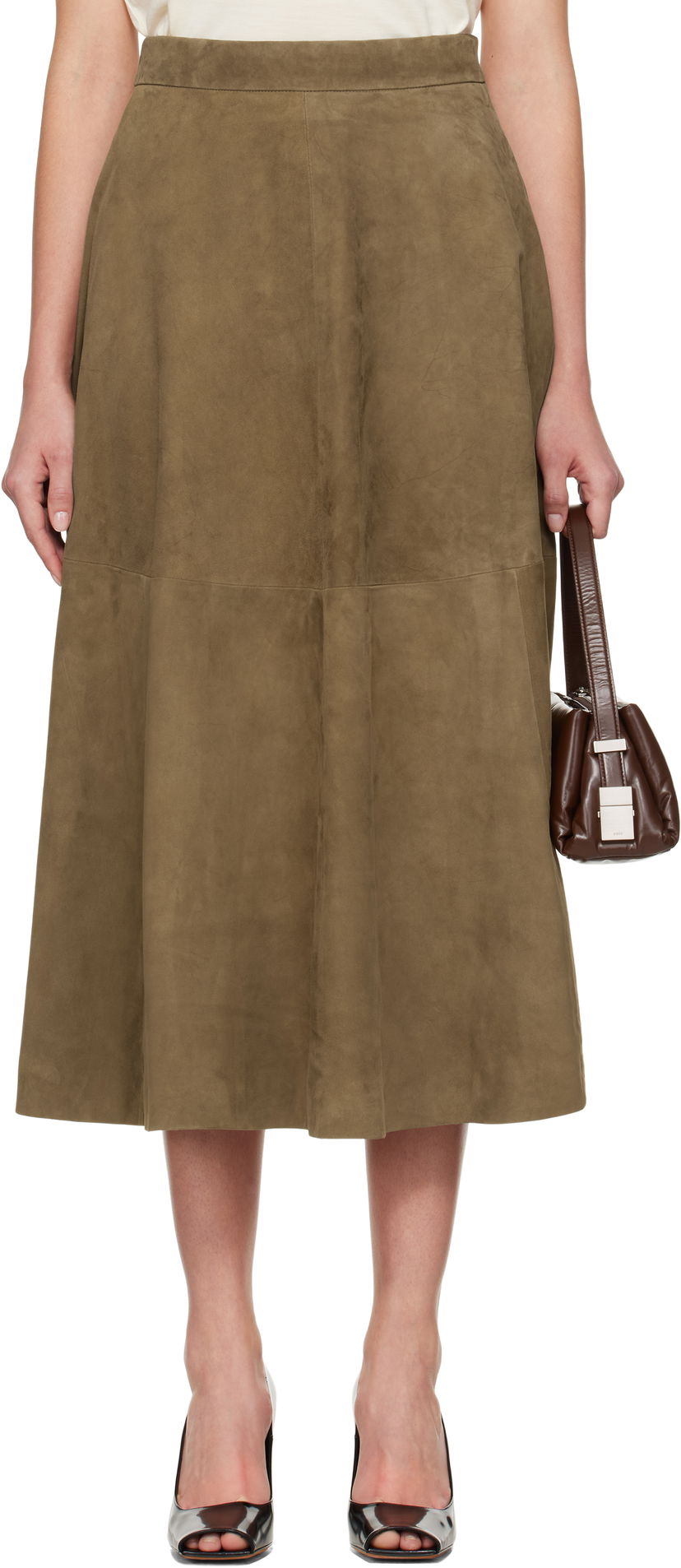 Спідниця Róhe Róhe A-Line Suede Midi Skirt Зелений | 414-32-144