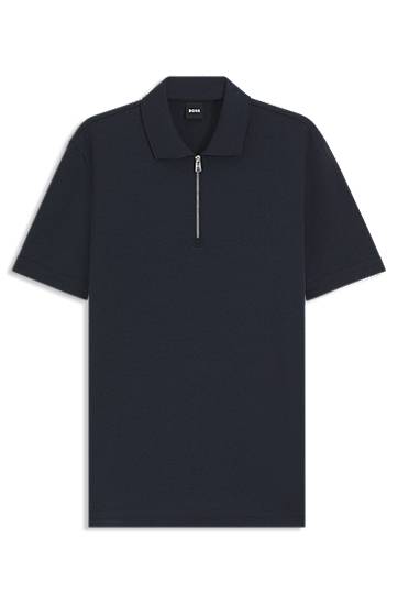 Сорочка поло BOSS Zip-Neck Piqué Polo Shirt темно-синій | 50544091