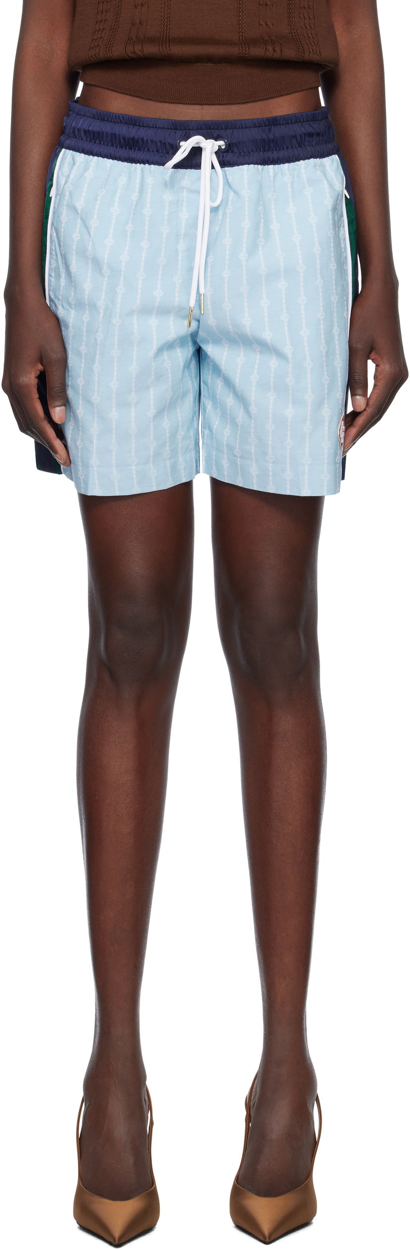 Купальники Casablanca Casablanca Laurel Pinstripe Track Shorts Синій | WS25-TR-310-01