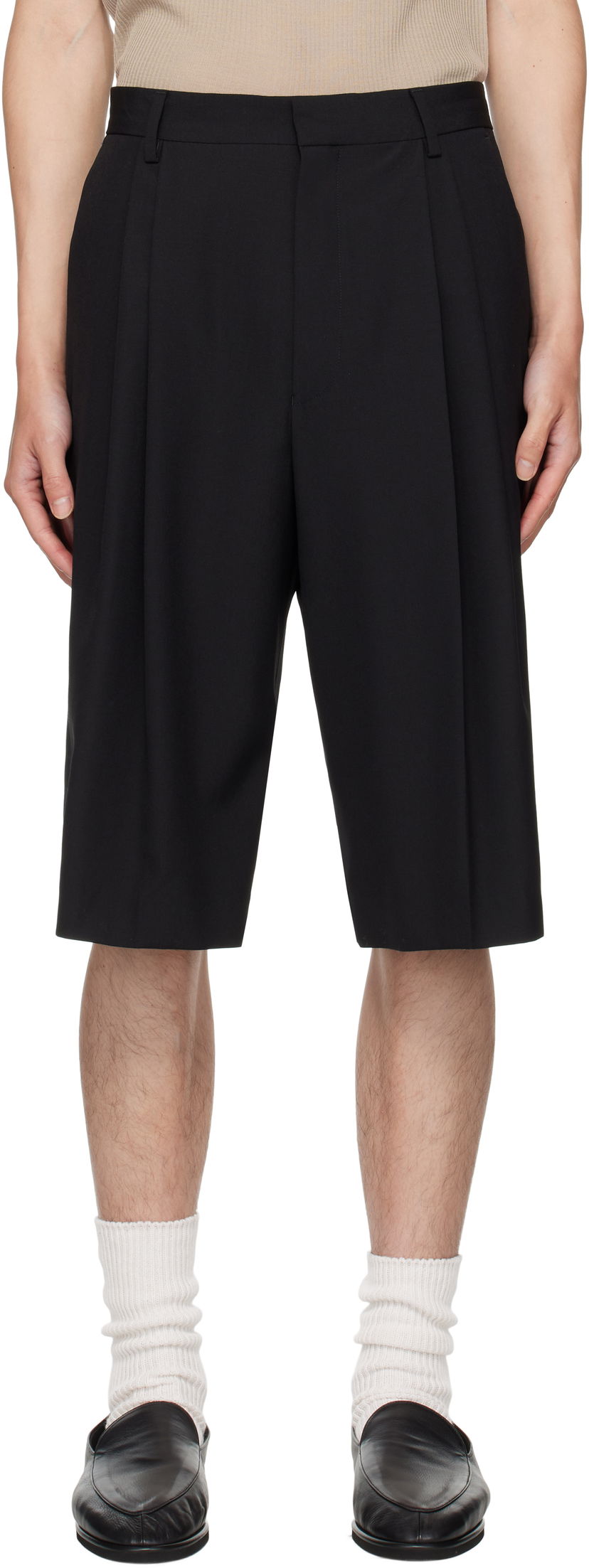 Шорти Dries Van Noten Dries Van Noten Wool Pleated Shorts чорний | 252-020935-2057